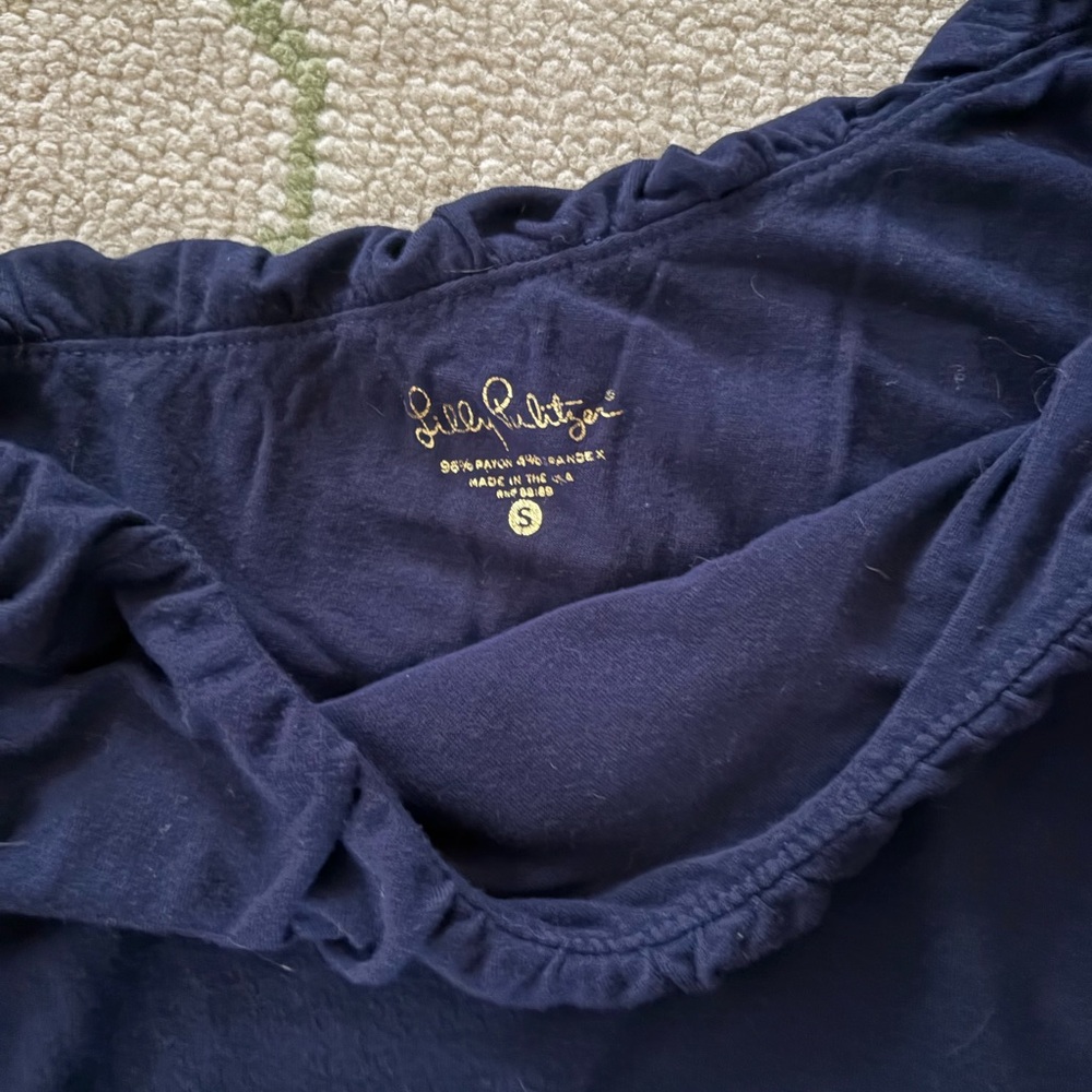 Lilly Pulitzer Navy Ruffle One Shoulder Top - Picture 4 of 5